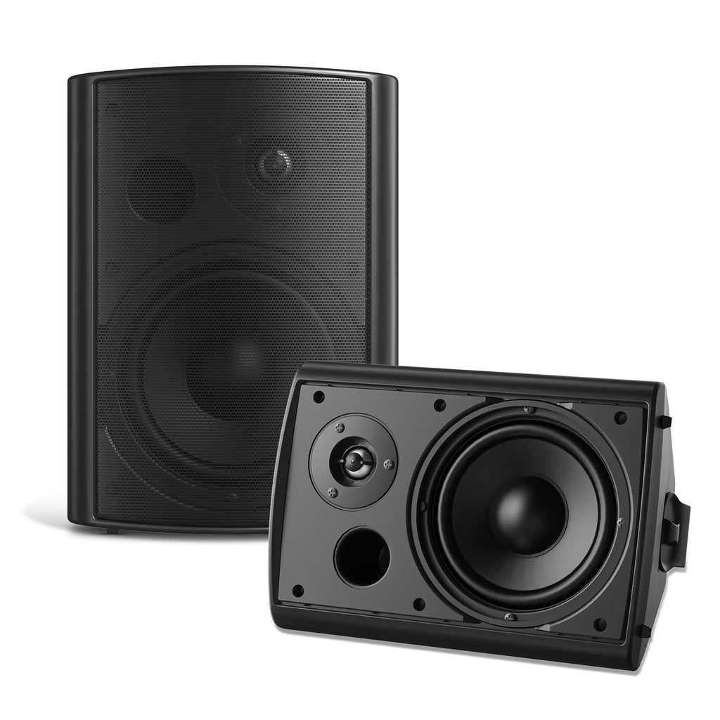 STUDIOFINIX 6.5 Inch Outdoor Speakers Waterproof Wired 400W Wall Mount Speakers Passive, Suitable use for Indoor, Patio,Covered Deck,Porch,Pool Side (Black) Retail $125.00