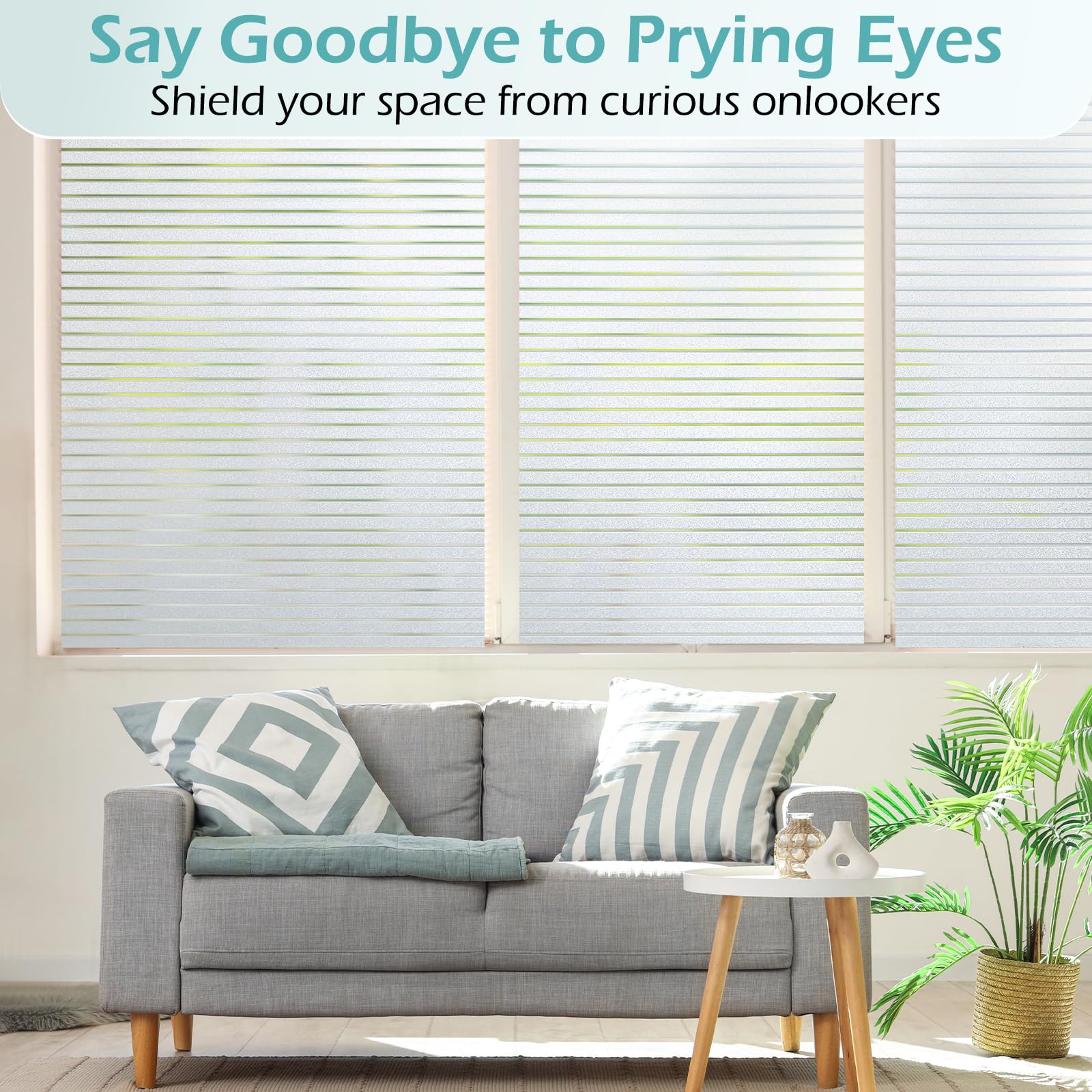 Frosted Glass Window Film Static Cling Striped Privacy Cover 23.6 x 78.7 Inches $18.00