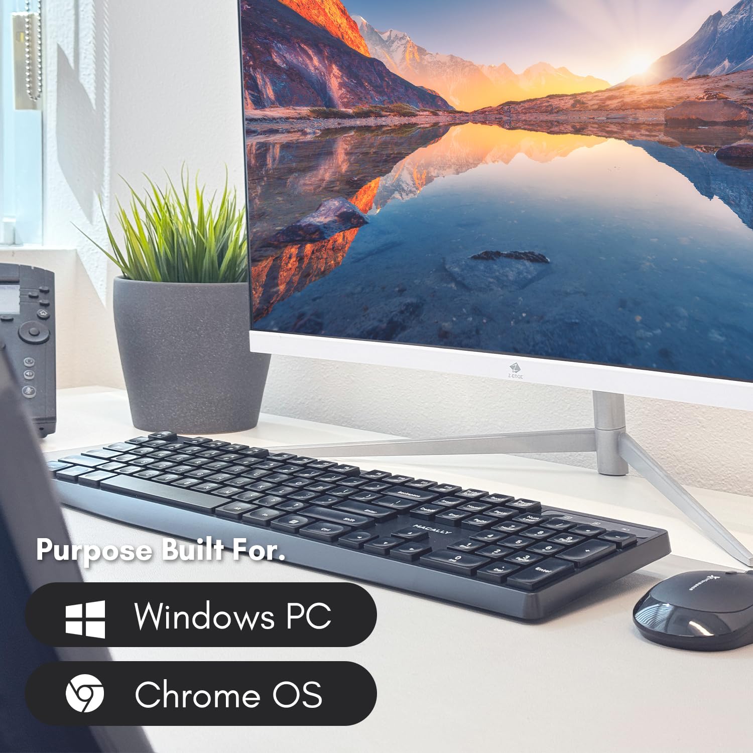 Open-Box New Macally 2.4G Wireless Keyboard - Full Size Quiet Keys for PC - Computer Keyboard Retail $14.00