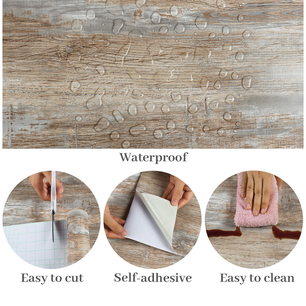 Distressed Light Wood Grain Peel  Stick Contact Paper Wallpaper 32x118 Waterproof