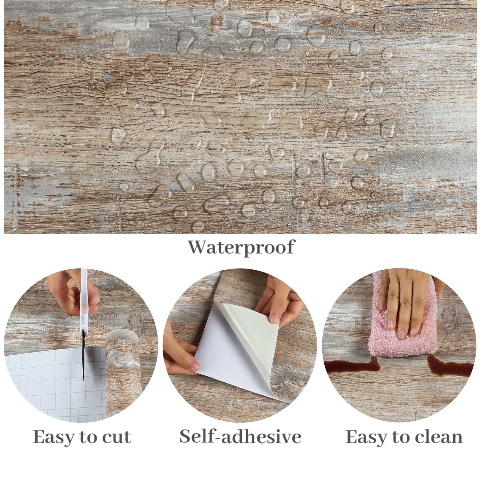 Distressed Light Wood Grain Peel  Stick Contact Paper Wallpaper 32x118 Waterproof