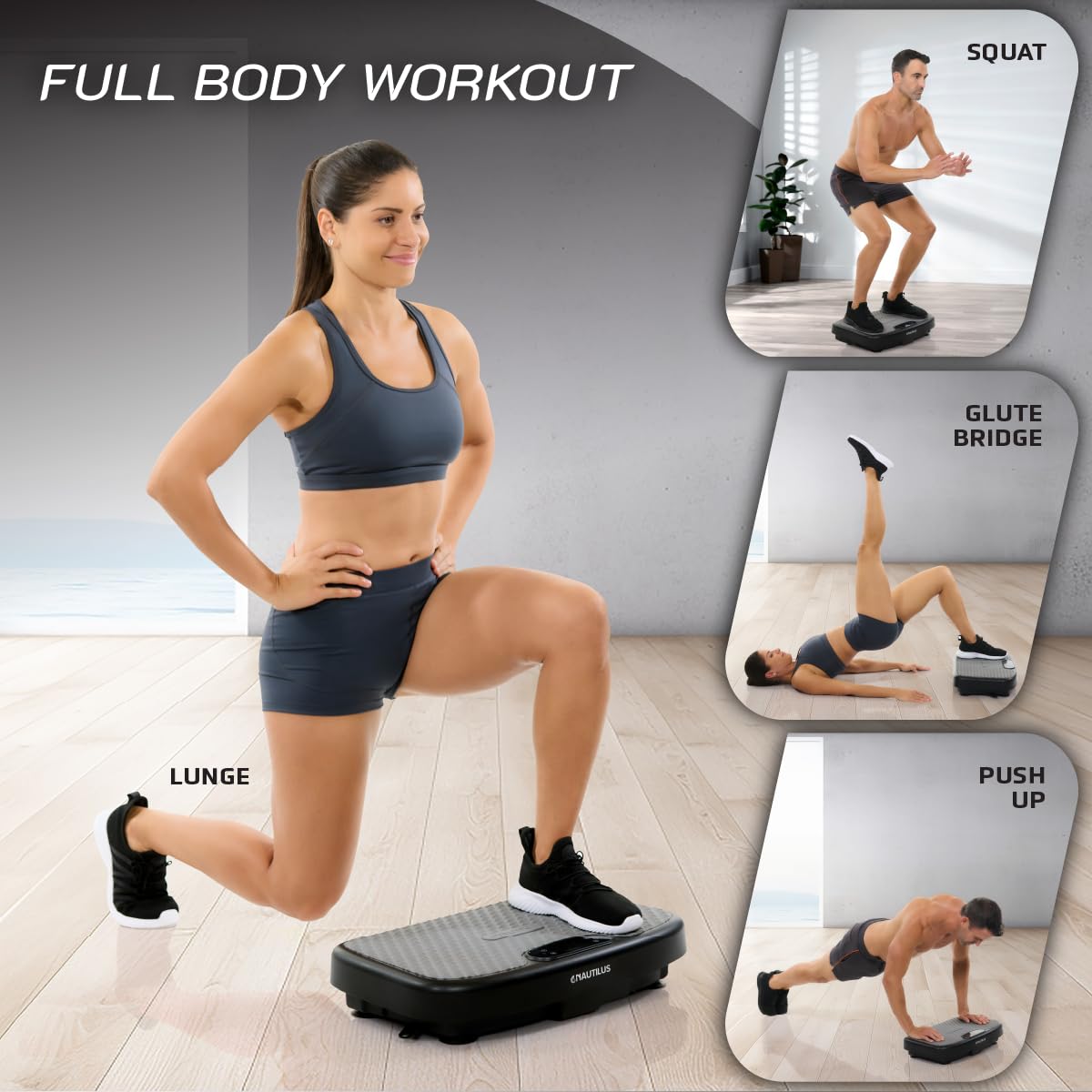 Nautilus Vibratone Pro Vibration Plate Exercise Machine Black