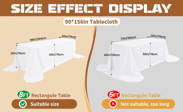 fani 10 Packs Ivory Tablecloth - 90 x 156 Inch for 8Ft Tables