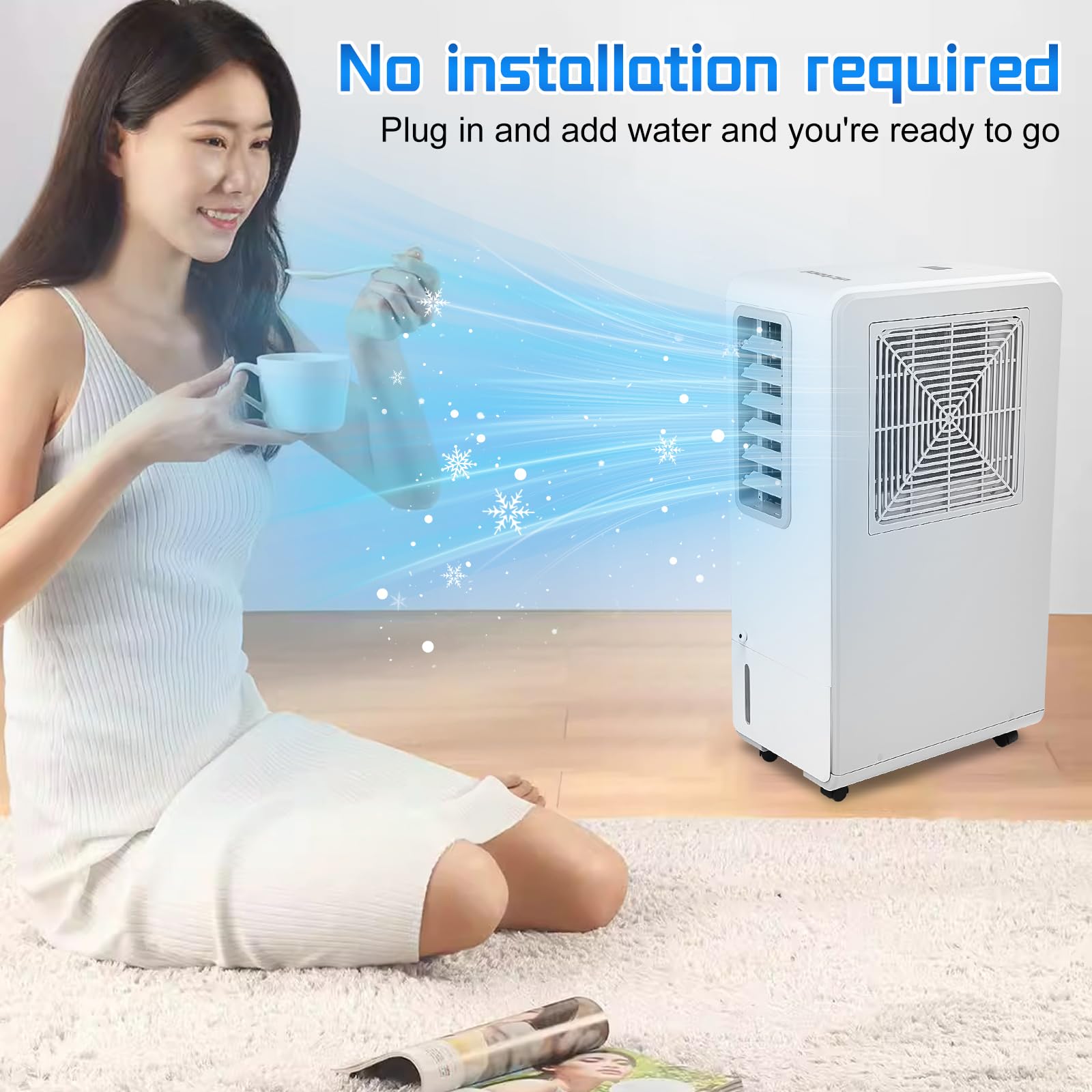 BTU Portable Air Conditioner Cools 110 Sq Ft Quiet White