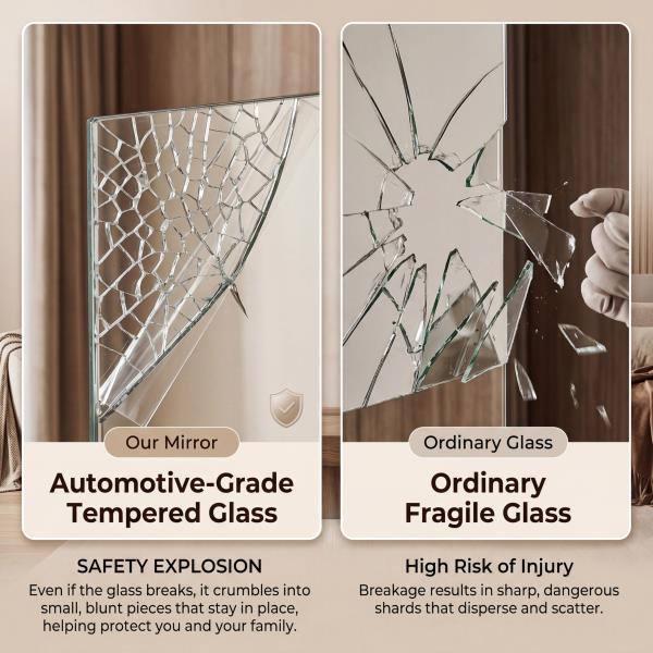 Wall-Mounted Gym Mirror 48x24 2PCS Tempered Glass