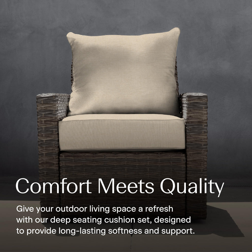 Outdoor Deep Seat Chair Cushion 24x23 Textured Solid Almond