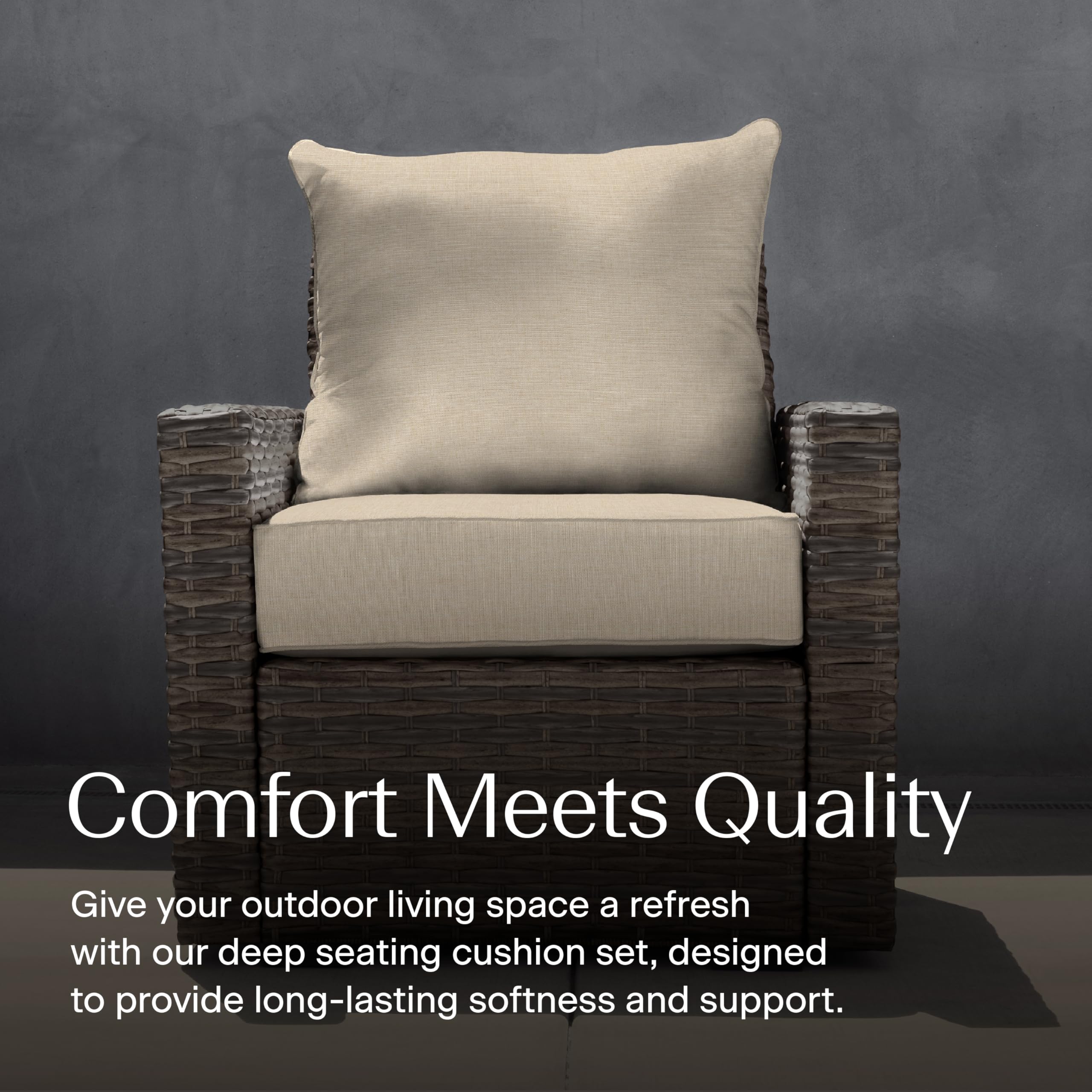 Outdoor Deep Seat Chair Cushion 24x23 Textured Solid Almond