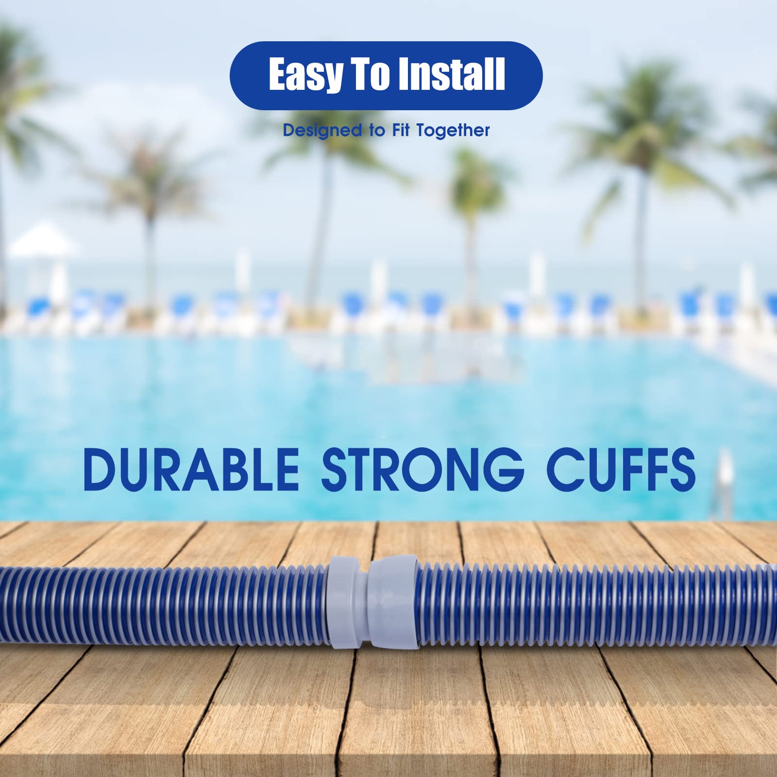 Gray-Blue 8-Piece 1.5-inch Automatic Pool Vacuum Hose Retail $49.00