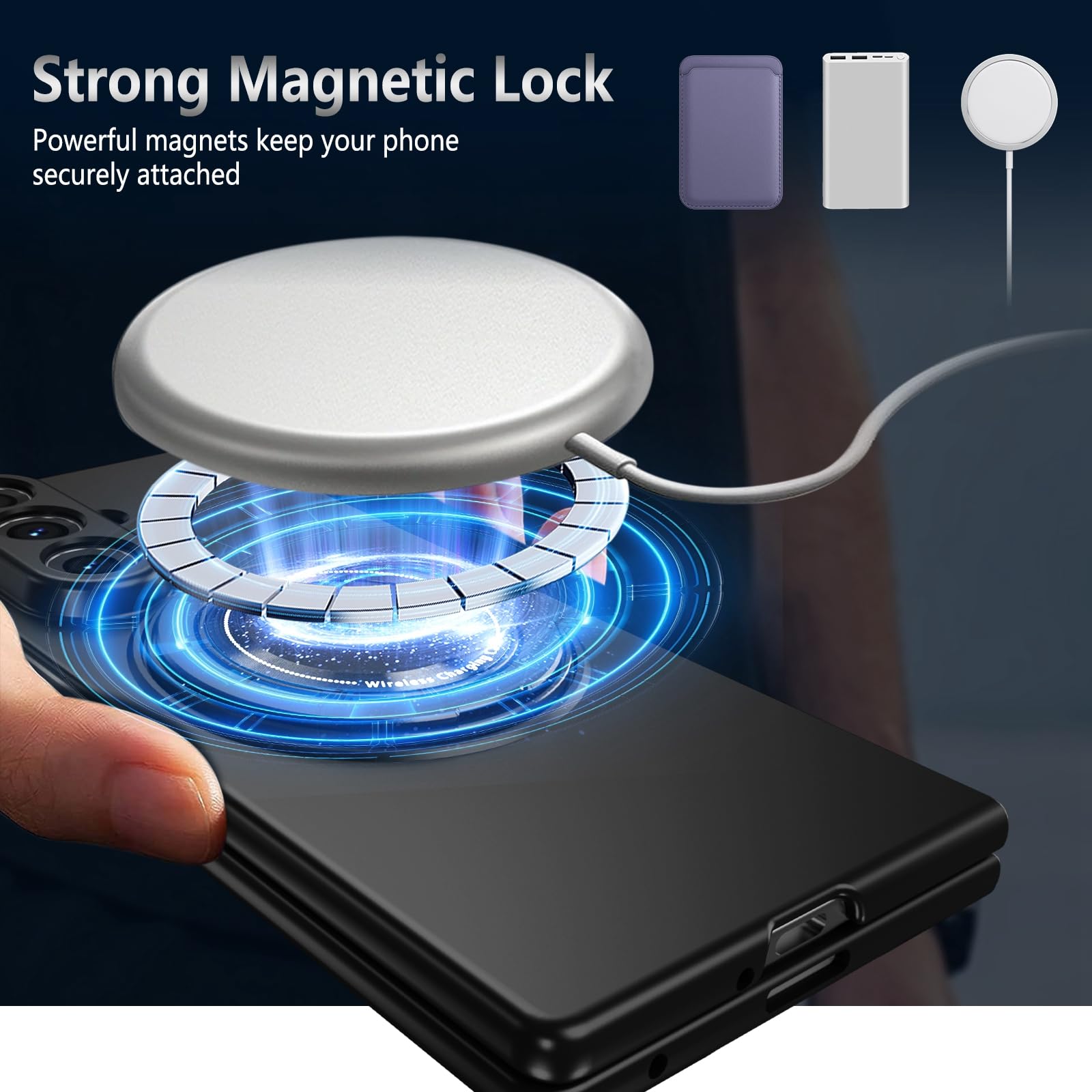 Magnetic Stand Ring Holder Shockproof Slim Phone Case for Samsung Galaxy Z Fold 7 - Black