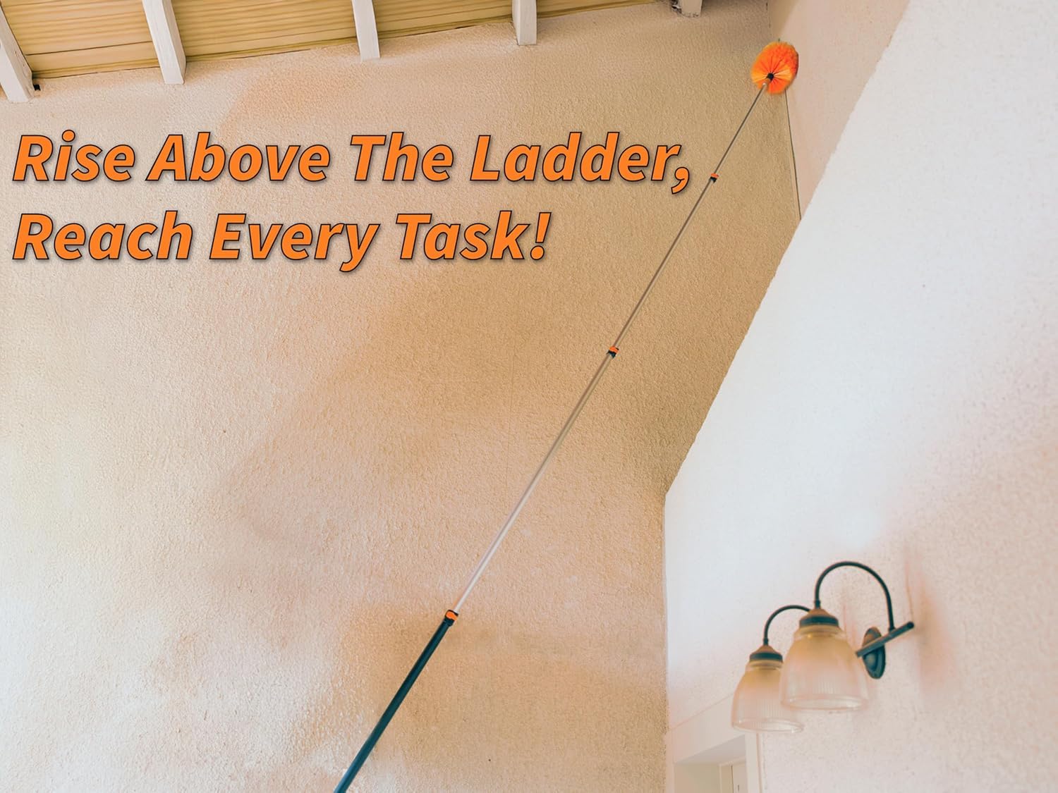 30 Foot High Reach Duster Kit with 5-24 ft Extension Pole // High Ceiling Dusting and Window Cleaning Kit with Telescopic Pole // Window Washer & Squeegee, Cobweb Duster, Fan Blade and Feather Duster Retail $99.00