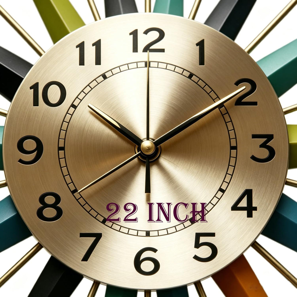 RBFVZCCB 22 Inch Mid-Century Style Metal Crystal Wall Clock, Star-Shaped Silent Decorative Wall Clock, Suitable for Living Room,Bedroom,Dining Room,Porch,Office Retail $56.00