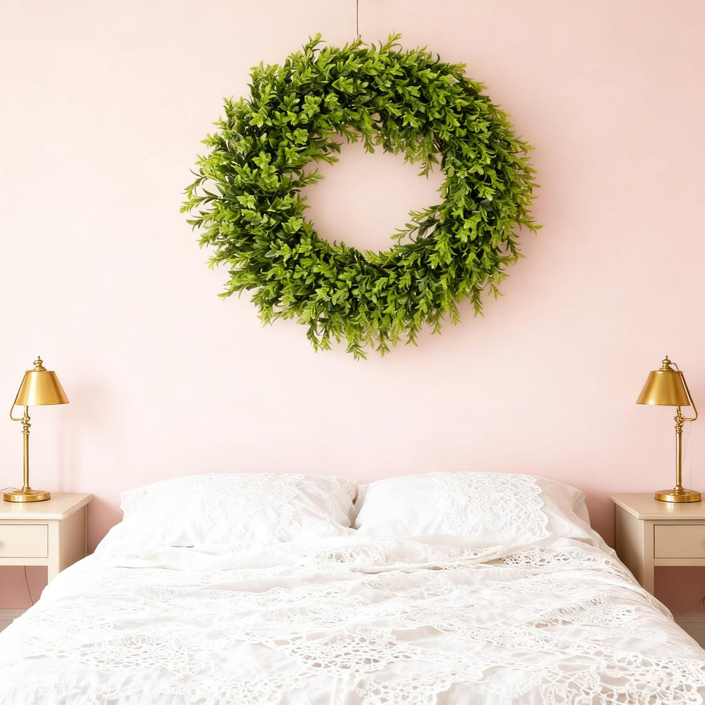 Real Touch Artificial Boxwood Wreath Green 22-23 Diameter
