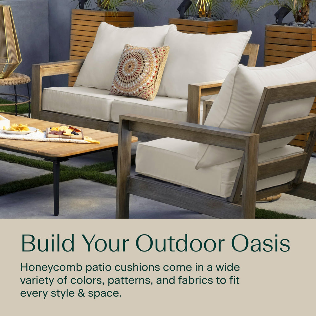 Outdoor Deep Seat Chair Cushion 24x23 Textured Solid Almond