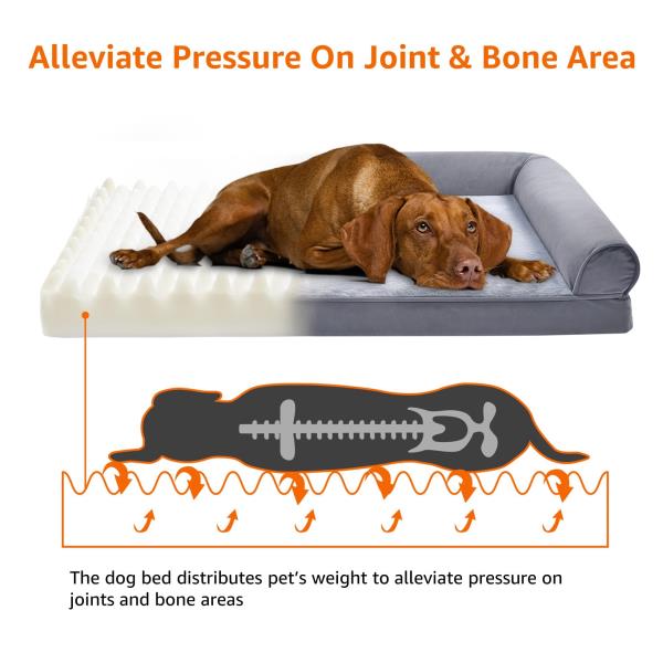 Living Room Couch Dog Bed with Premium Foam 44 x 35 Grey