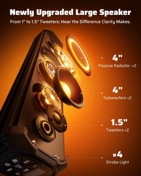 UTV Sound Bar Golf Cart Speaker Bluetooth with RGB Party Lights