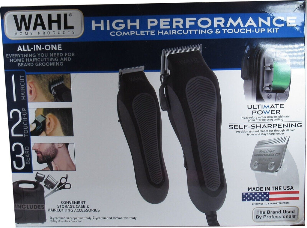 Wahl High Performance Corded Hair Clipper  Battery Trimmer Kit Black