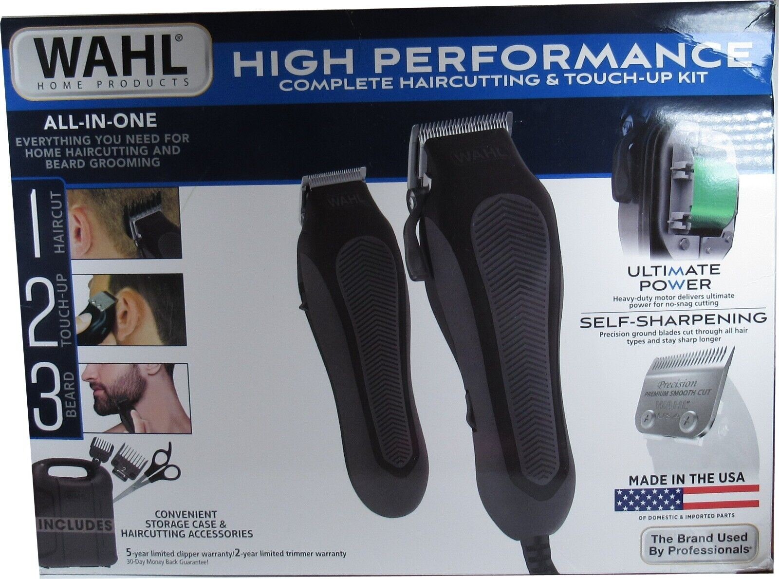 Wahl High Performance Corded Hair Clipper  Battery Trimmer Kit Black