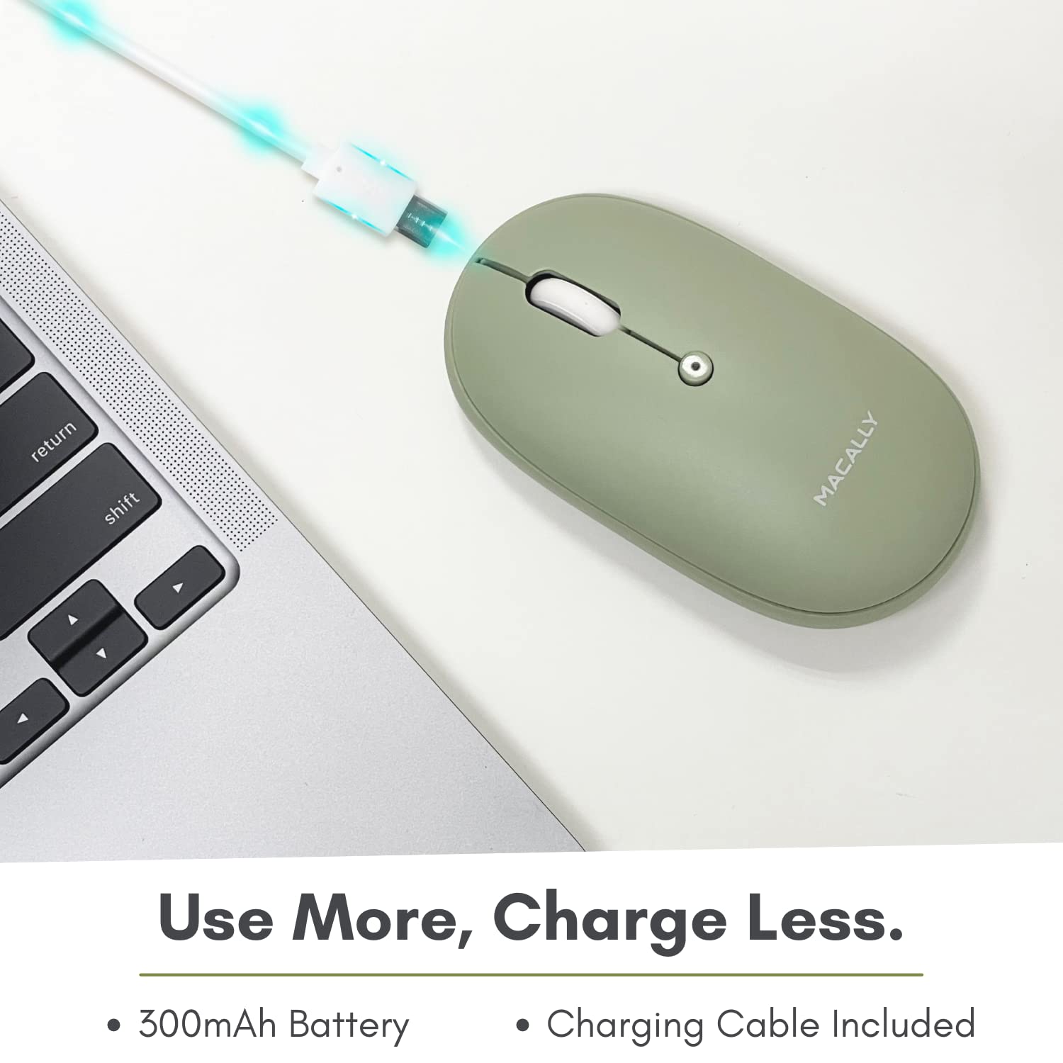 Open-Box New Macally Wireless Bluetooth Quiet Rechargeable Green Computer Mouse for MacPC Retail $29.00