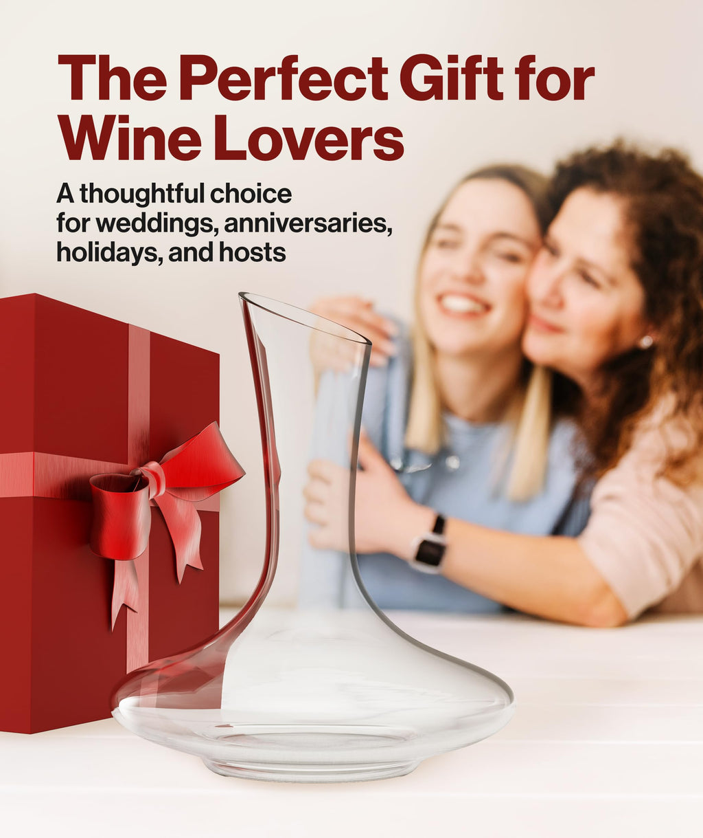 Hand-Blown Lead-Free Crystal Wine Decanter with Aerator 750ml Clear