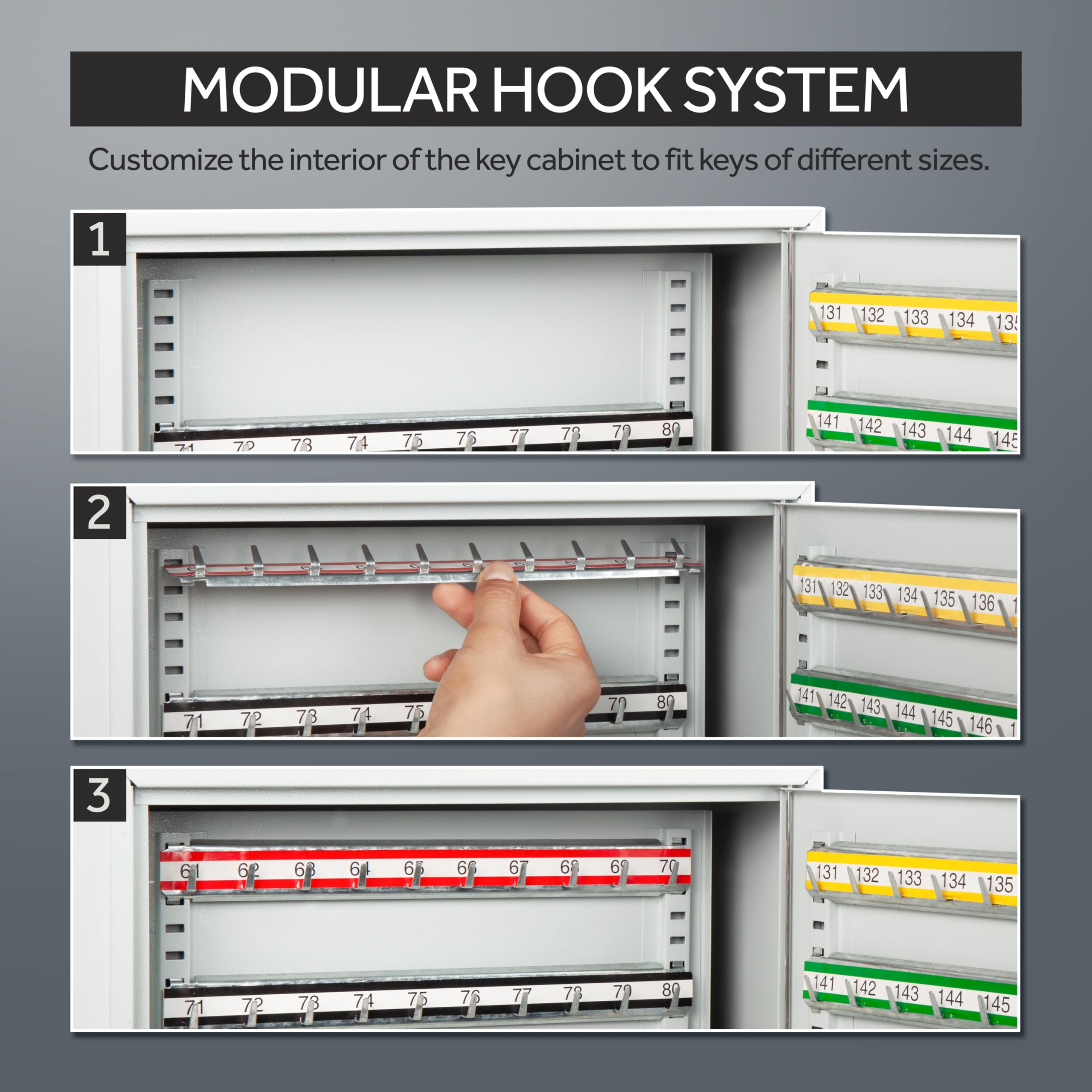 Durabox 400 Position Steel Key Cabinet - Organize and Secure Key Storage Lock Box with Numbered Hooks and Tags for Valets, Hotel, Office, Car Dealerships and More (K400) (Light Grey) Retail $249.00