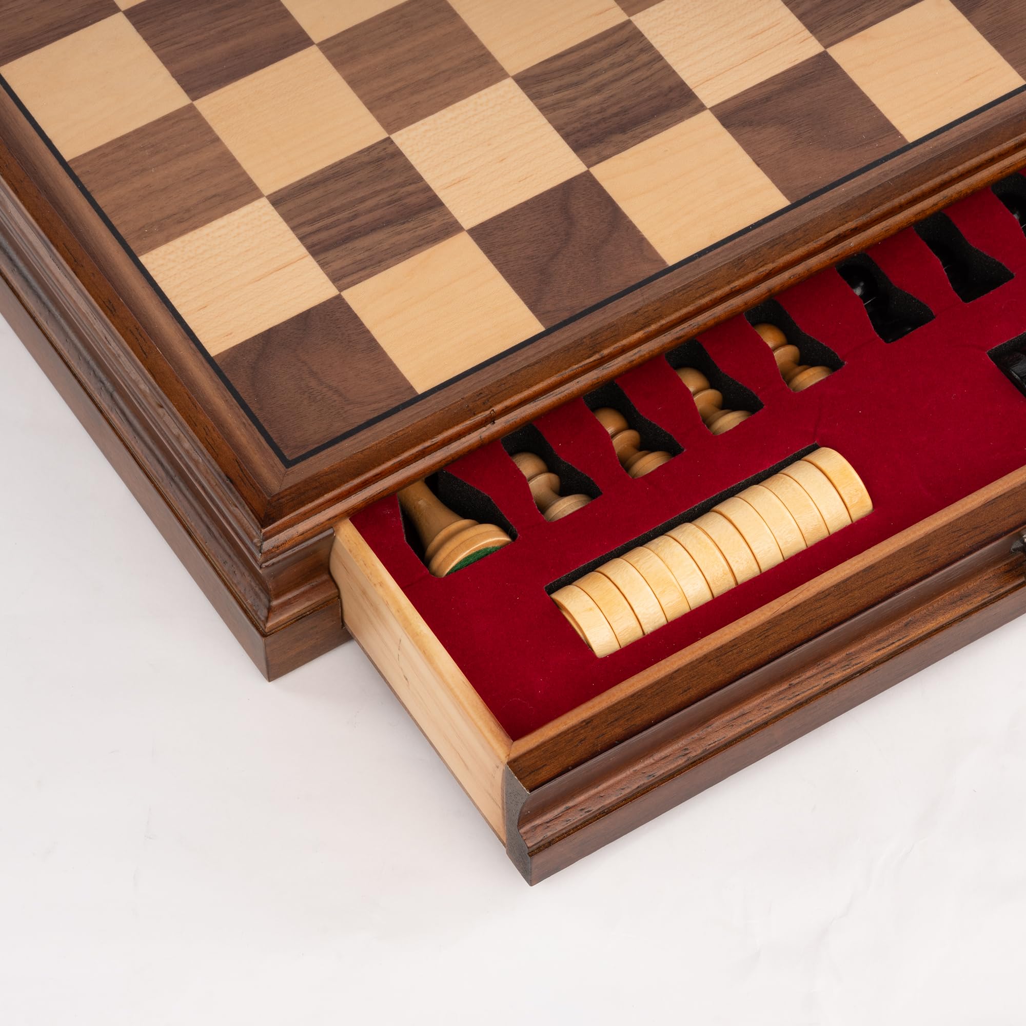 AA 15 Walnut Chess Set with Storage Drawer