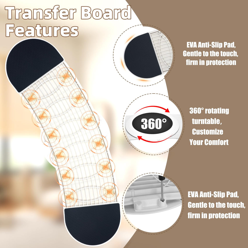 New As-Is Sienson 35.4 Heavy-Duty Slide Transfer Board w 360 Turntable. Retail $83.00