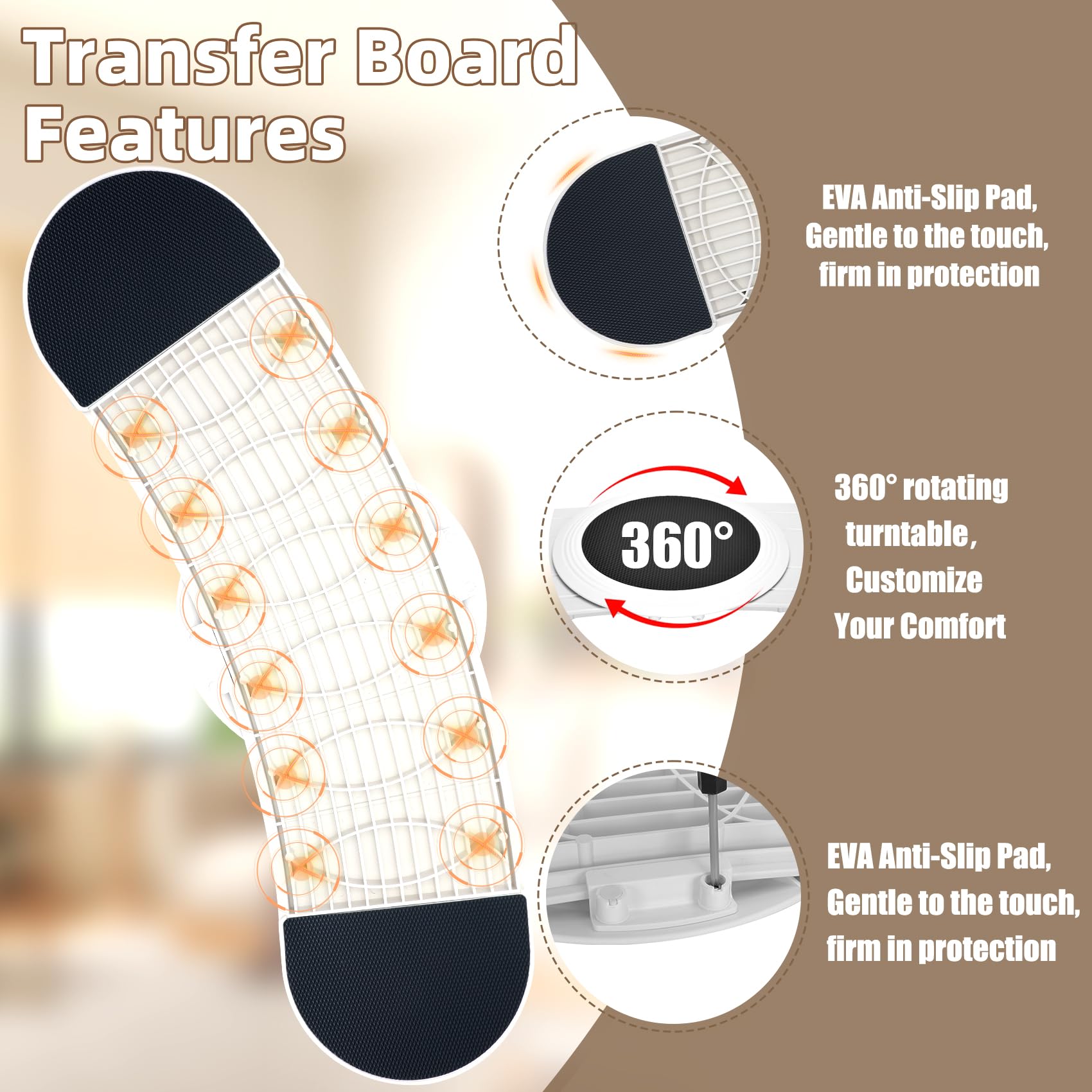New As-Is Sienson 35.4 Heavy-Duty Slide Transfer Board w 360 Turntable. Retail $83.00
