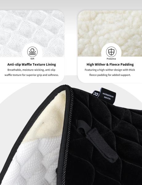 Close Contact Velvet Horse Saddle Pad for Jumping Black