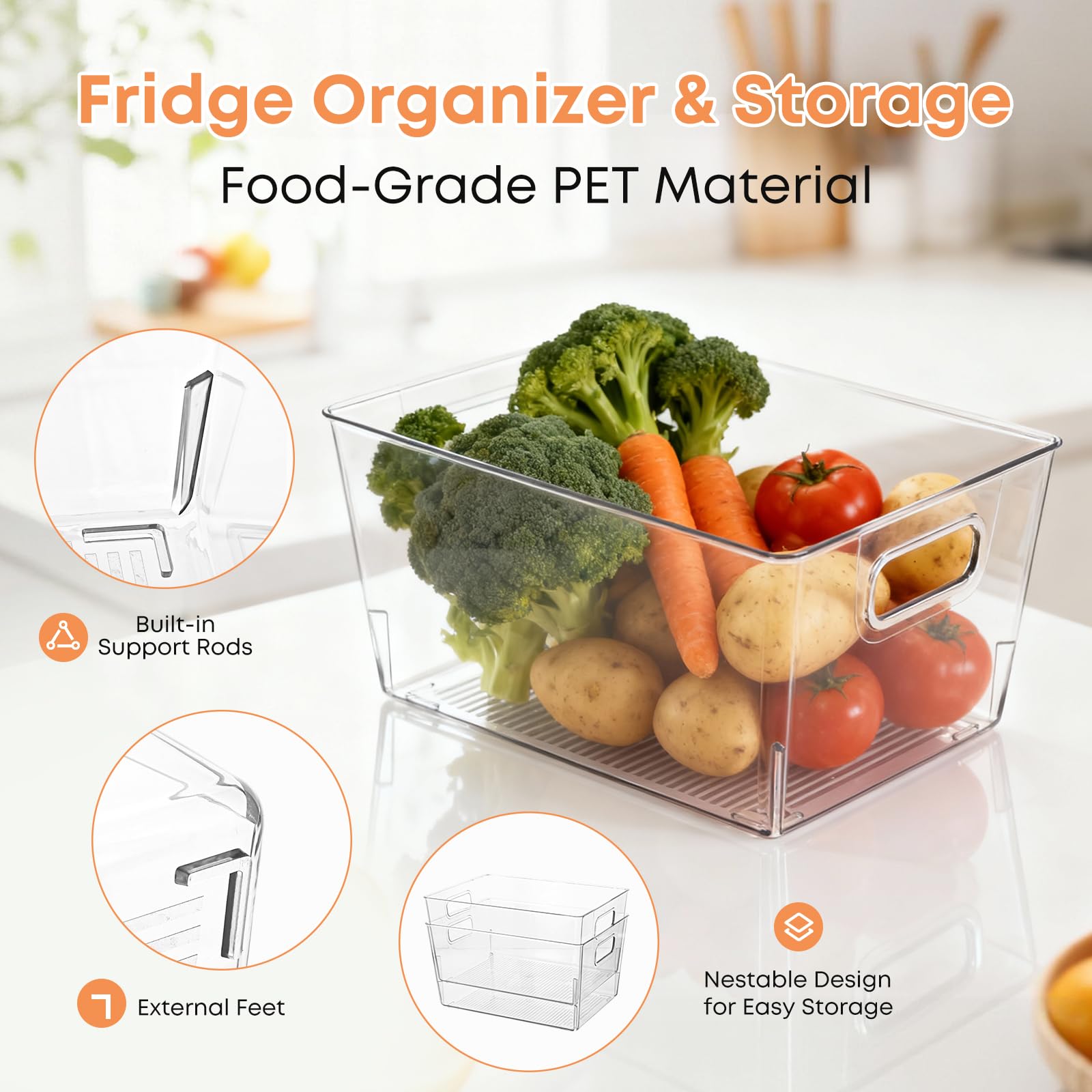 As-Is MOONEDGE Large Clear Plastic Storage Bins 6-Pack 12x8x6 Retail $47.00
