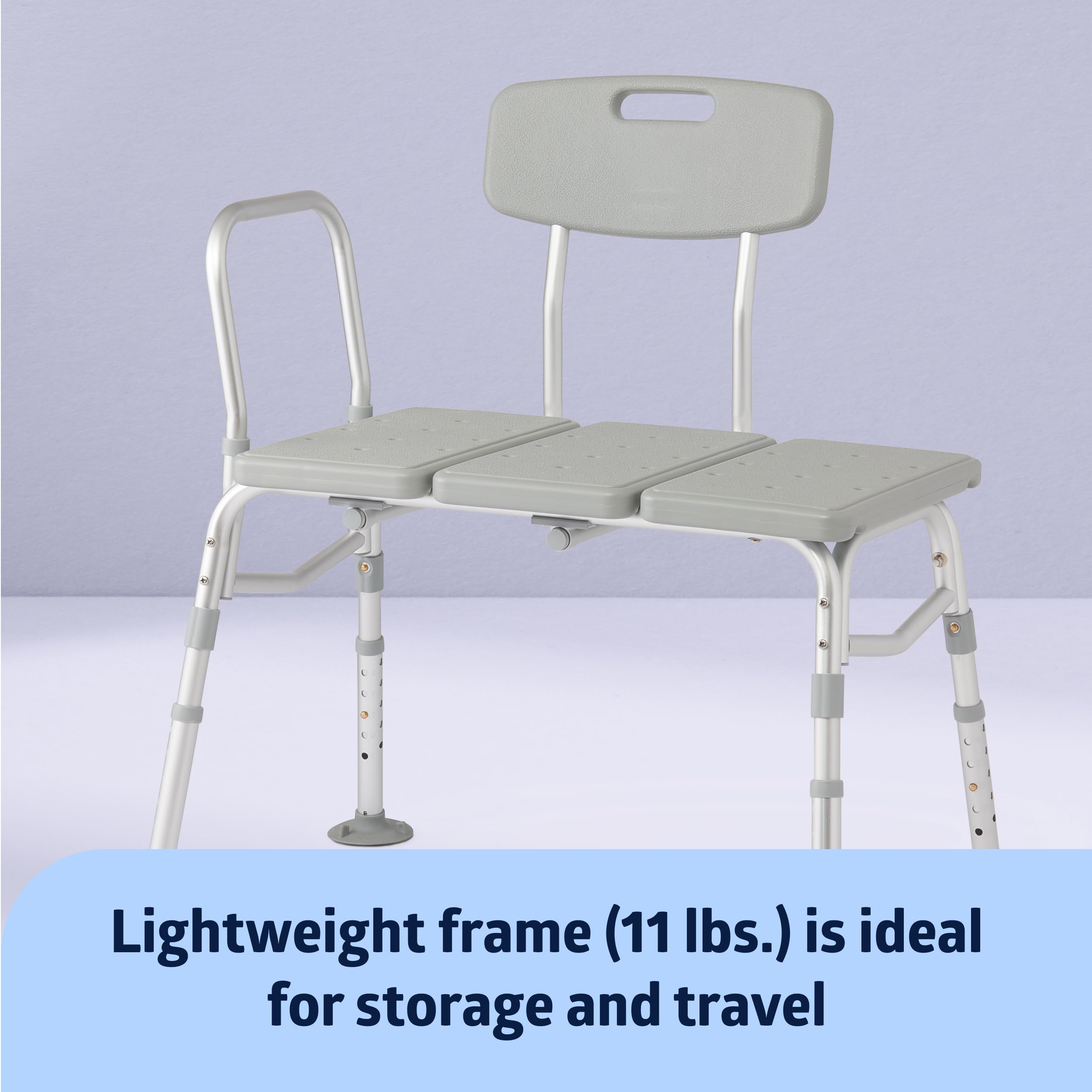 Medline Transfer Bench for Bathtubs and Showers, Adjustable Shower Bench and Bath Seat For Seniors and adults, Slip-resistant Feet, Heavy-Duty 400 lb. Weight Capacity, Tool-Free Assembly Retail $50.00