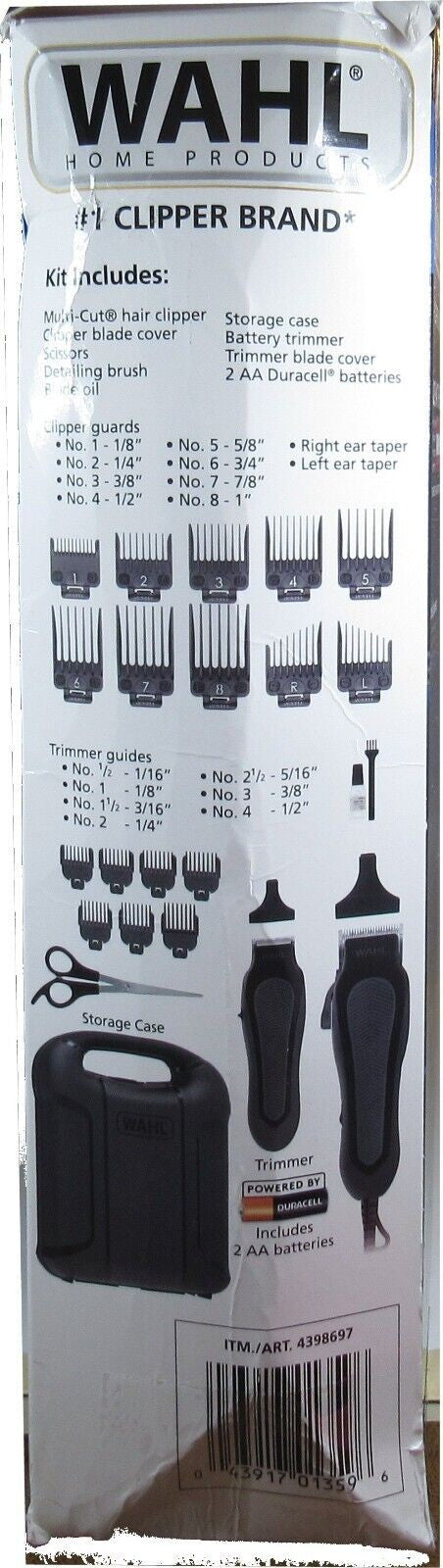 Wahl High Performance Corded Hair Clipper  Battery Trimmer Kit Black