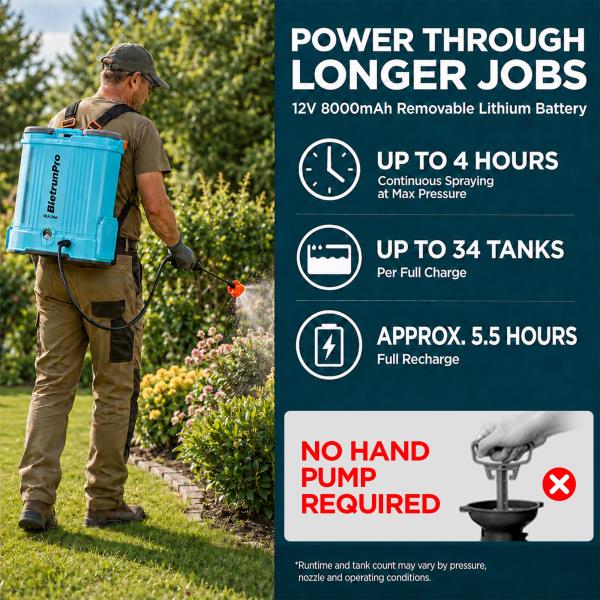 2 Gallon Battery Powered Backpack Sprayer with Mixer 0-100 PSI