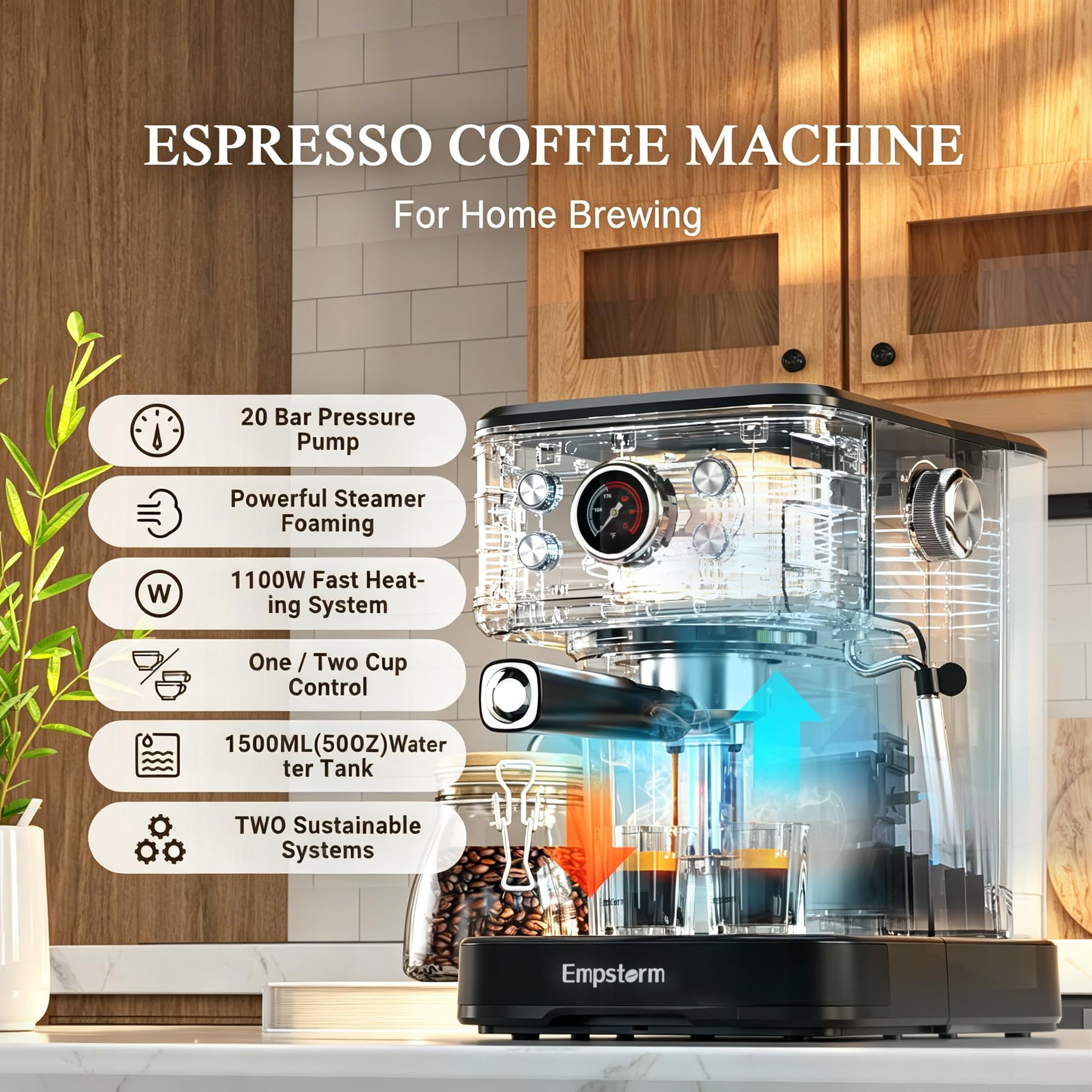 Black 20 Bar Semi-Automatic Espresso Machine with Milk Frother  Nespresso Capsule Brewer