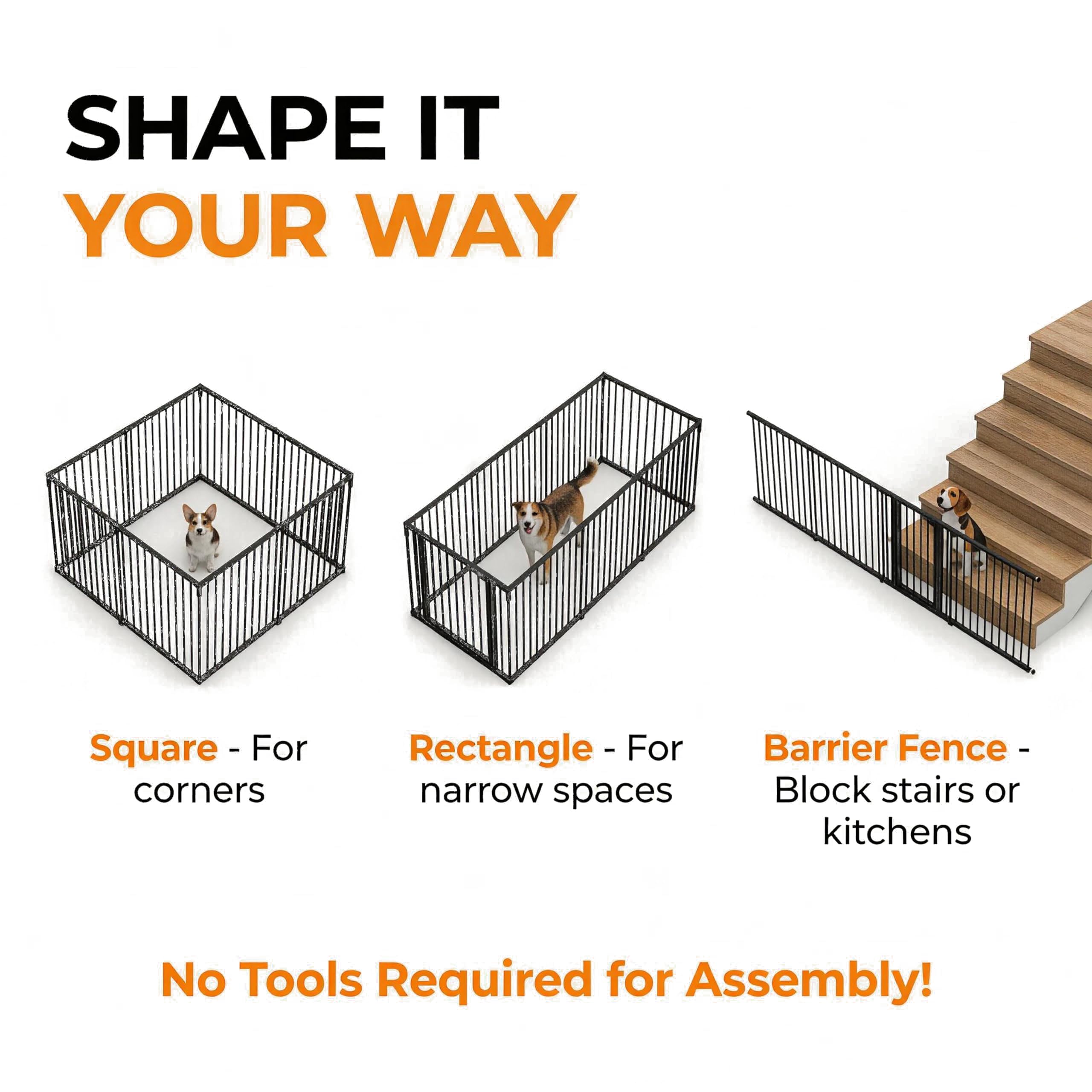 Dog Playpen for Small/Medium Dogs - 32 inch 8 Panels Heavy Duty Metal Puppy Fence Outdoor Indoor with Door, Anti-Rust Foldable Puppy Pen Pet Enclosure, Portable Exercise Kennel for Camping, Yard, RV Retail $89.00