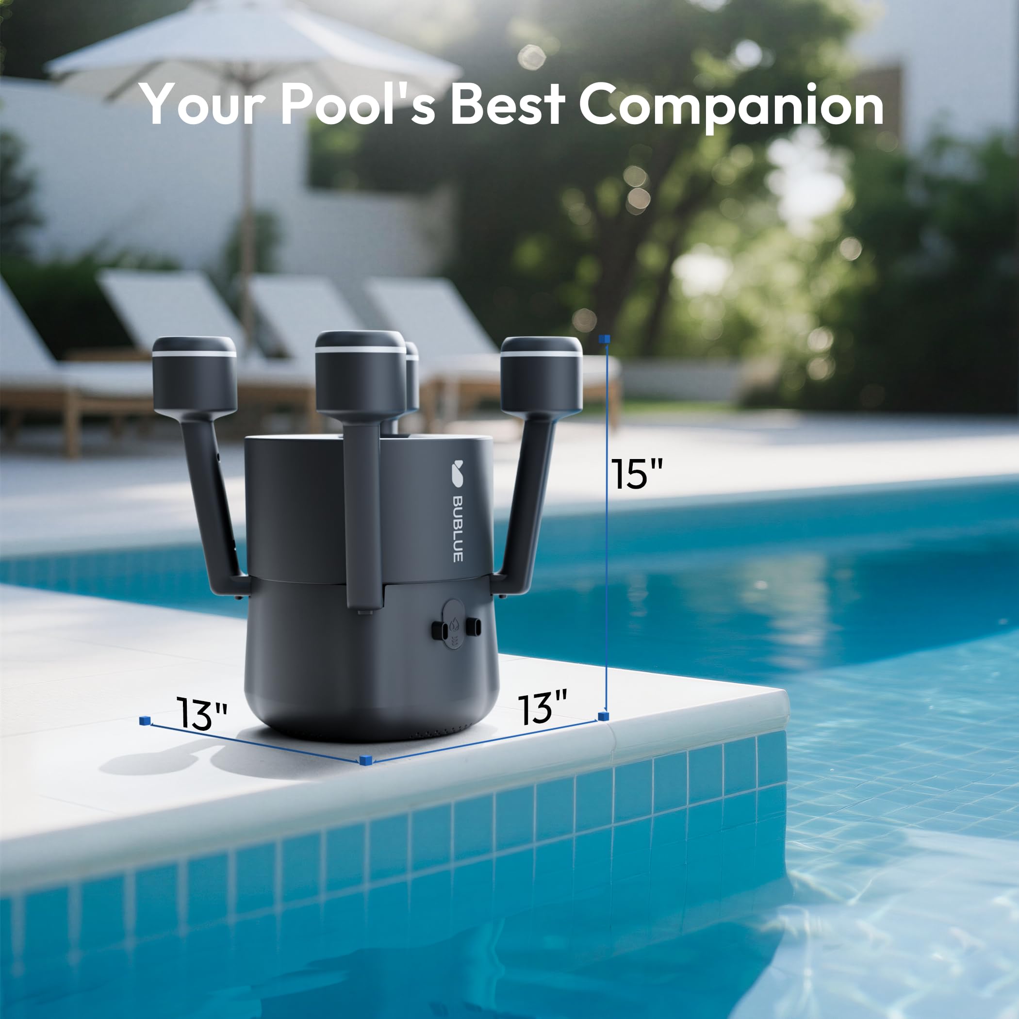 F10 Robotic Surface Skimmer Pool Cleaner Powerful Suction Dual Motor 5L Filter App Control Black