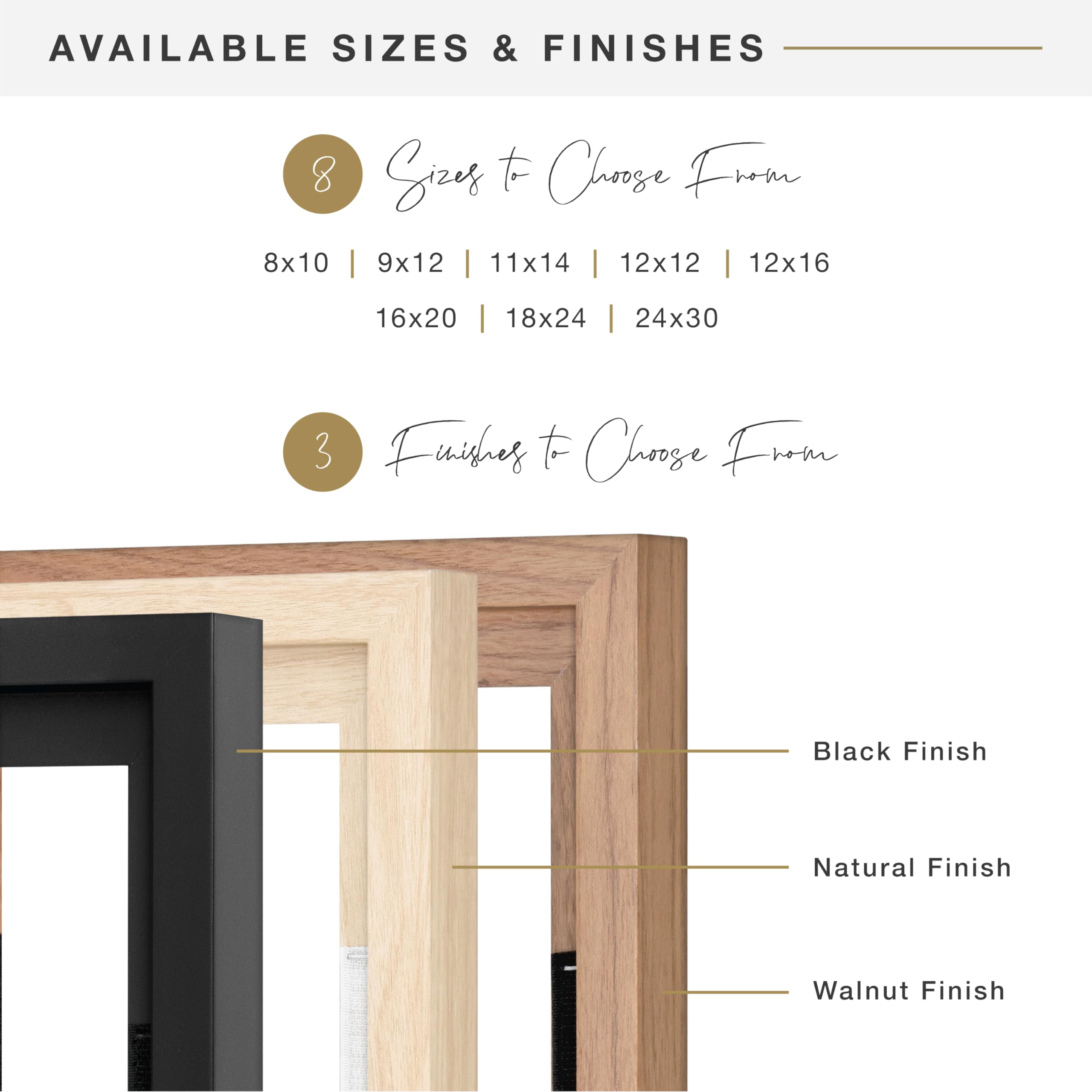MCS Canvas Float Frames 8x10 Frame, Black Frame for Finished Canvases, Vertical & Horizontal Wall Hanging Frame with Adhesive for Canvas Paintings (1-Pack)