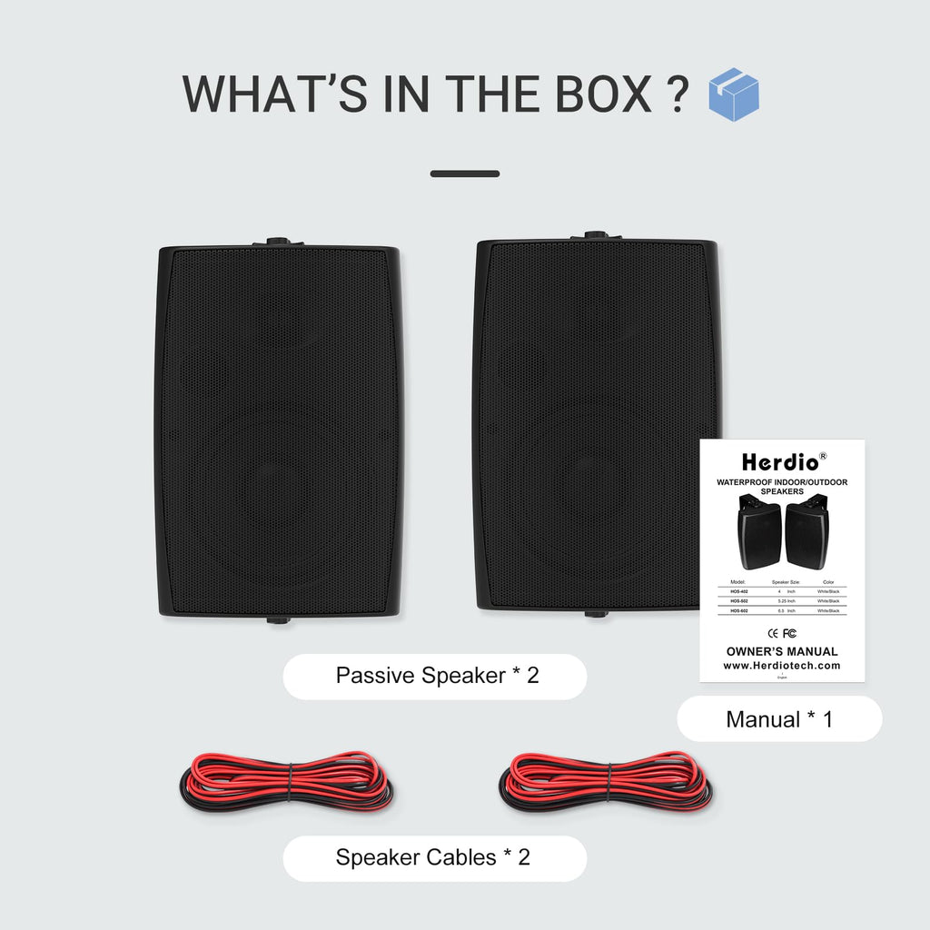 5 Inch Passive Outdoor Waterproof 400W 2-Way Wall Mount Speakers - Black $81.75