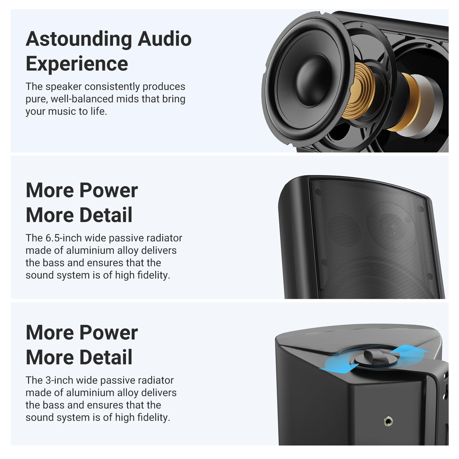 STUDIOFINIX 6.5 Inch Outdoor Speakers Waterproof Wired 400W Wall Mount Speakers Passive, Suitable use for Indoor, Patio,Covered Deck,Porch,Pool Side (Black) Retail $125.00