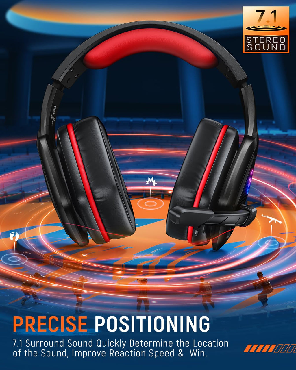 New Open-Box Tatybo WT5 Wireless 2.4GHz 7.1 Surround Sound Noise-Canceling Mic Gaming Headset Retail $37.00