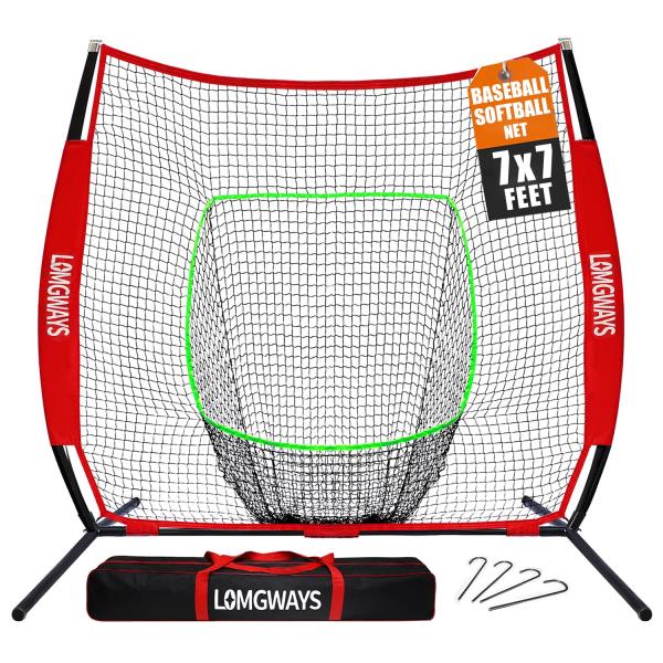 7x7ft Baseball and Softball Practice Net with Steel Frame and Carry Bag