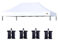 Commercial 10x20 Canopy Replacement Top Cover White with 4 Weight Bags
