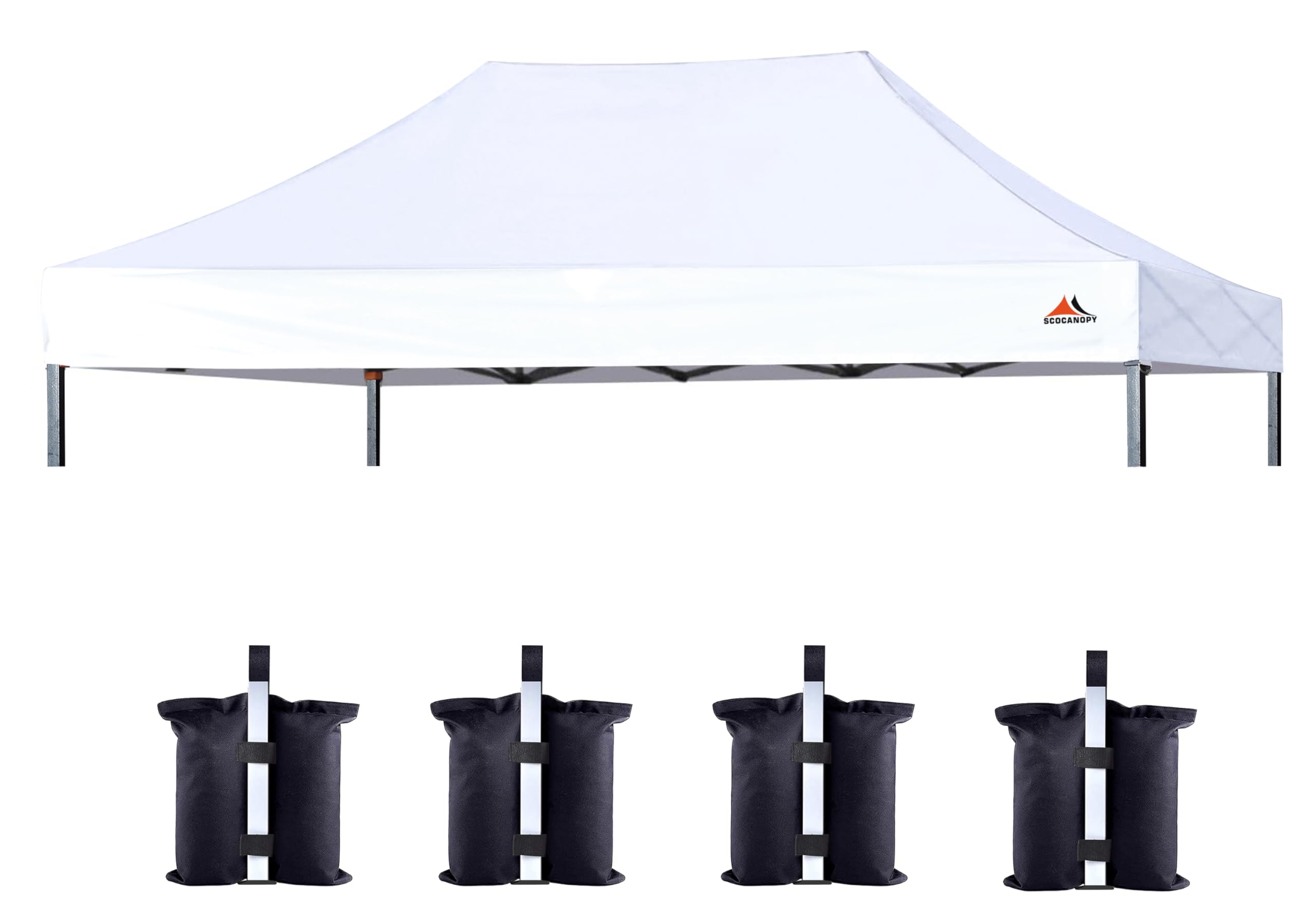 Commercial 10x20 Canopy Replacement Top Cover White with 4 Weight Bags