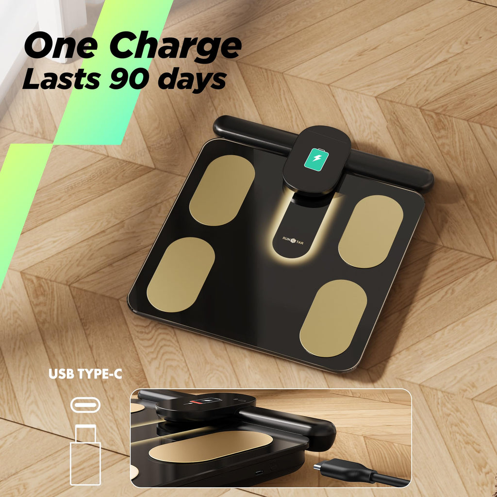 Runstar Smart Scale FSA&HSA Eligible, 8 Electrodes Digital Bathroom Scale for Body Weight and Fat, BMI, Muscle Mass 28 Body Composition Measurement, with Full-Color TFT LCD on Retractable Handle Retail $144.00