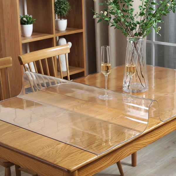 Clear PVC Table Protector Cover 1.5mm Thick 54x72 Inch Rectangle Tablepad