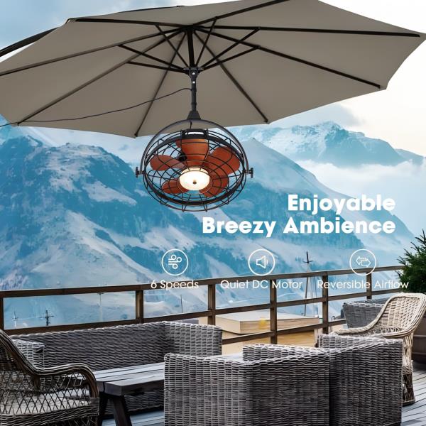 Waterproof Outdoor Ceiling Fan with Light 6-Speed  3 CCT LED Caged Smart Fan