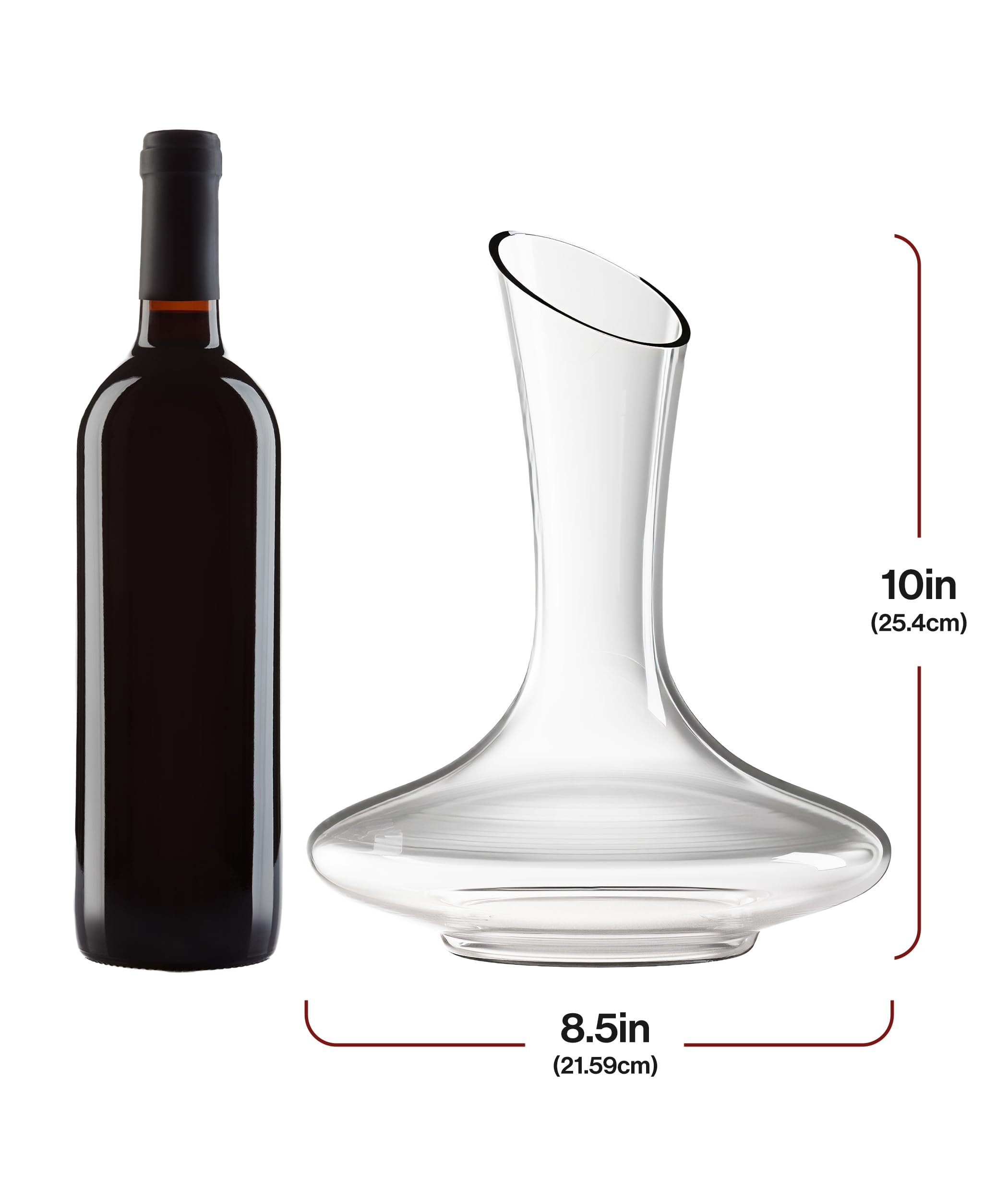 Hand-Blown Lead-Free Crystal Wine Decanter with Aerator 750ml Clear
