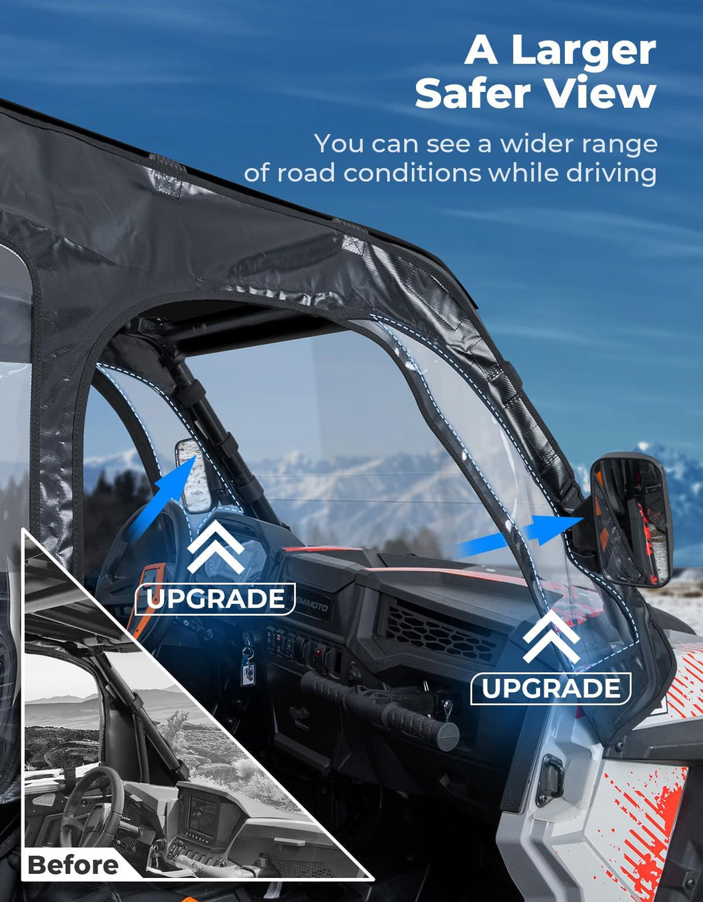 Black Polaris RZR Cab Enclosure 2014-2023 2-Seat Models