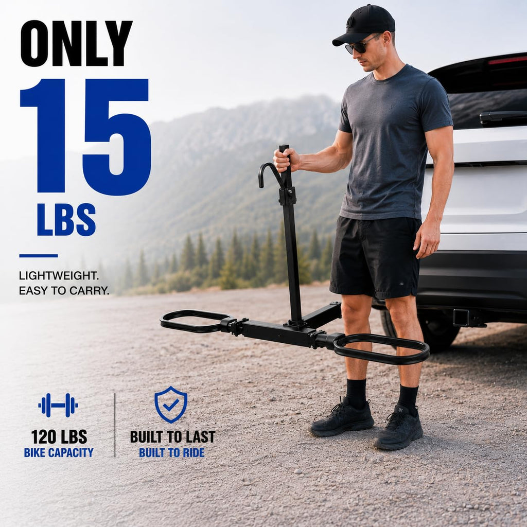 Platform Bike Rack for 2 Hitch Fits 1 E-Bike or Fat Tire Bike 120 lbs Capacity Black $194.25