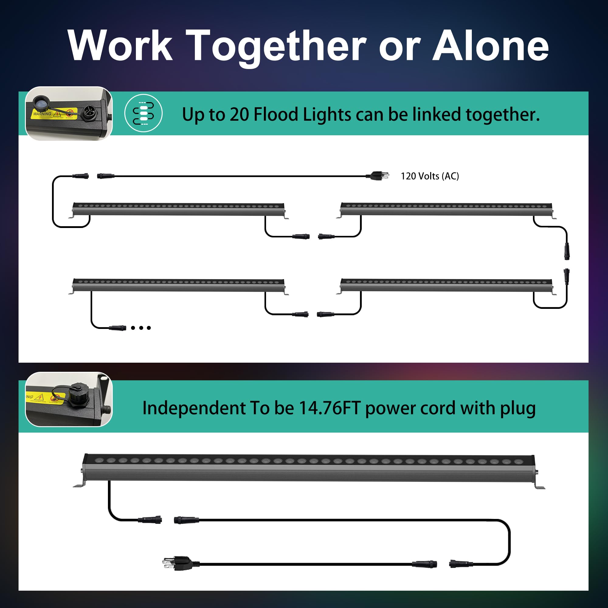 Umidkin Linkable LED Light Bar Outdoor Color-Changing, 40" RGBCW Wall Washer Light, 180W Smart Bluetooth App & Remote Control, 2700K-6500K Tunable White, IP65, for Stage, DJ, Home Patio & Commercial Retail $149.00