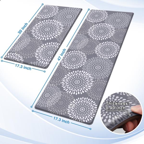 Cushioned Anti-Fatigue Kitchen Floor Mat 0.40 Thick Grey